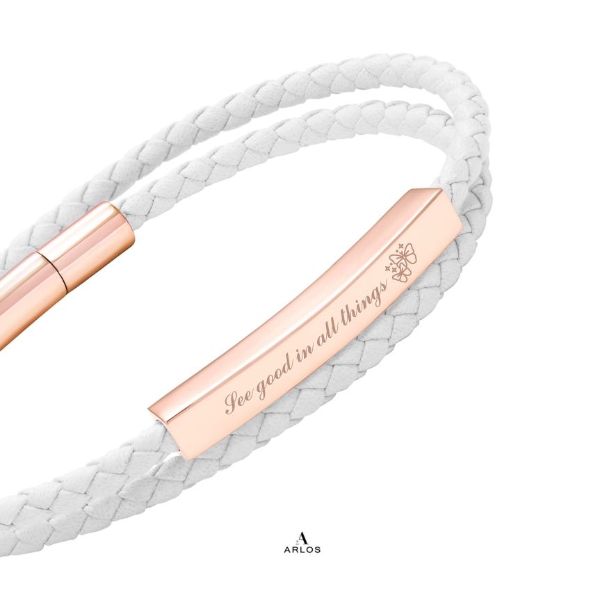 Le Tien 雙層皮革手環 (星光白)