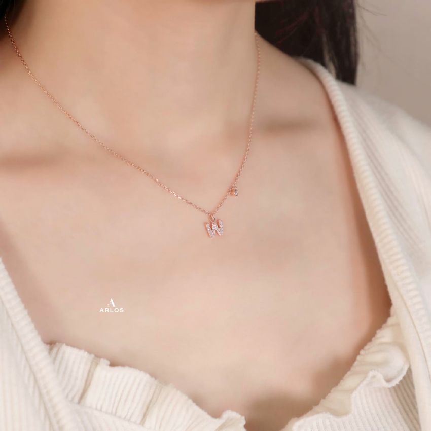 Trésor 字母 [ W ] 頸鏈 (玫瑰金)