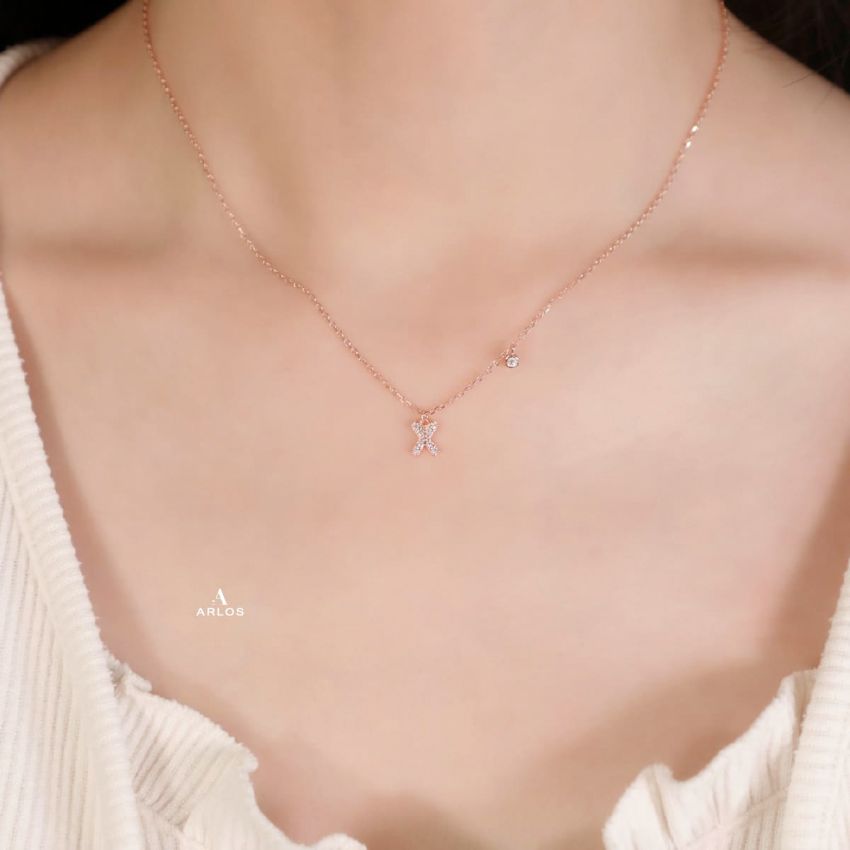 Trésor 字母 [ X ] 頸鏈 (玫瑰金)