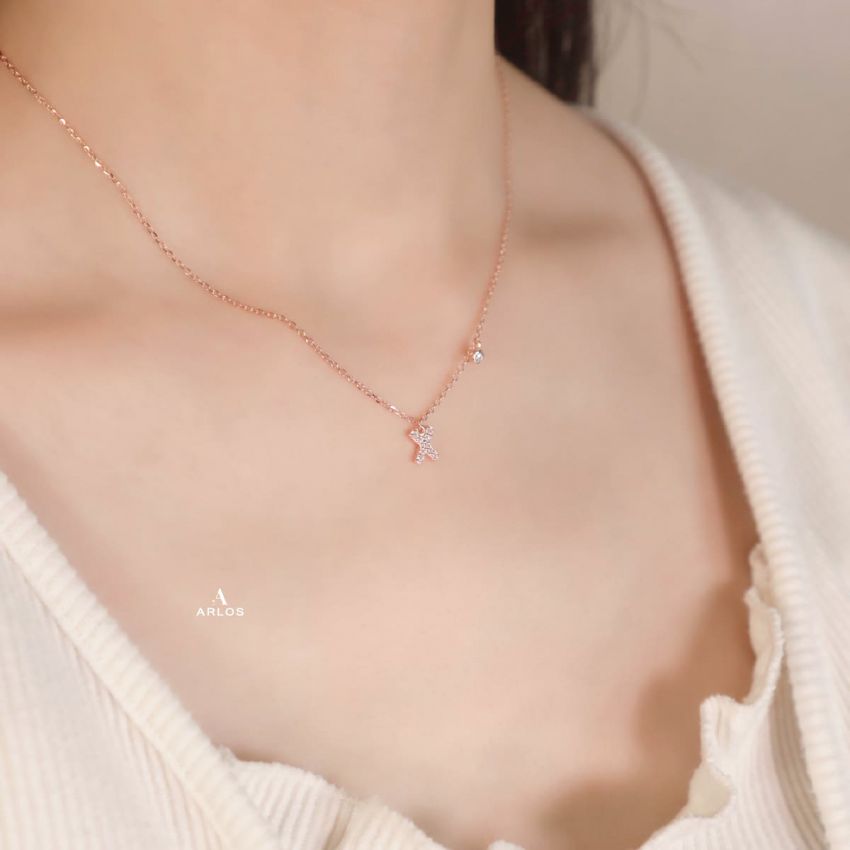 Trésor 字母 [ X ] 頸鏈 (玫瑰金)