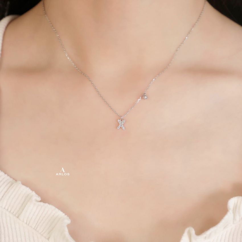 Trésor 字母 [ X ] 頸鏈 (白金色)