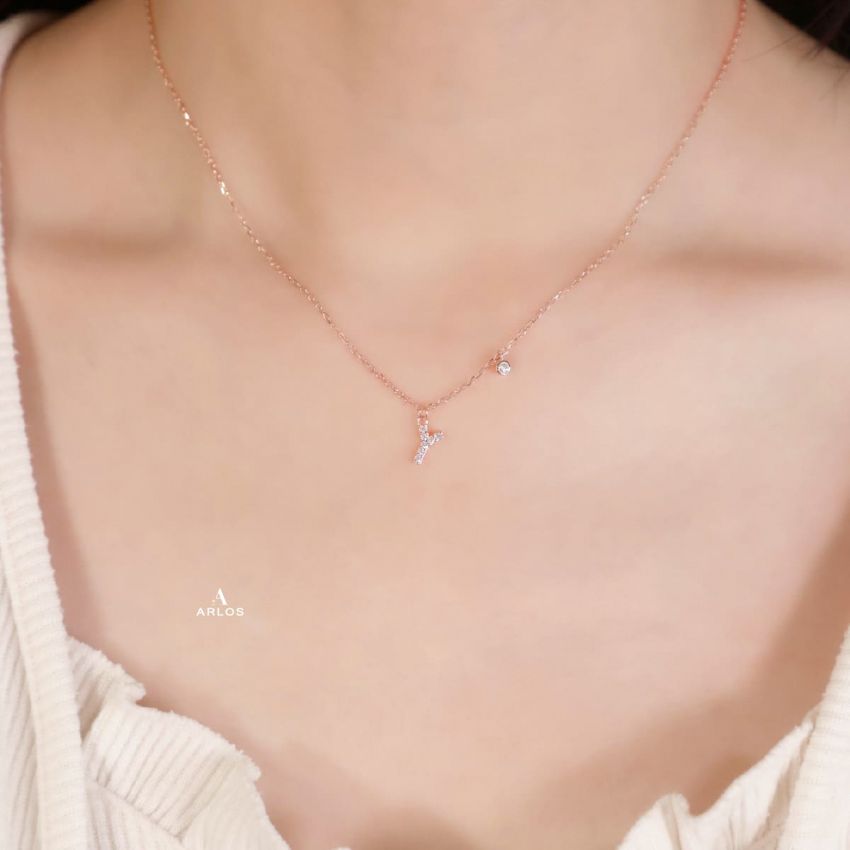 Trésor 字母 [ Y ] 頸鏈 (玫瑰金)