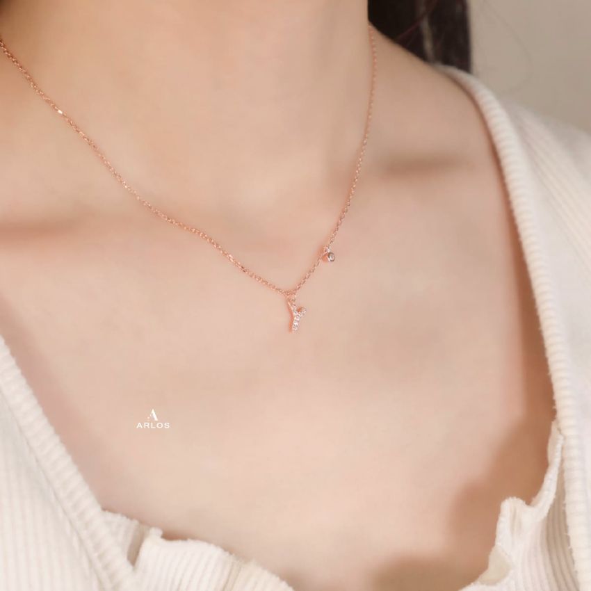 Trésor 字母 [ Y ] 頸鏈 (玫瑰金)