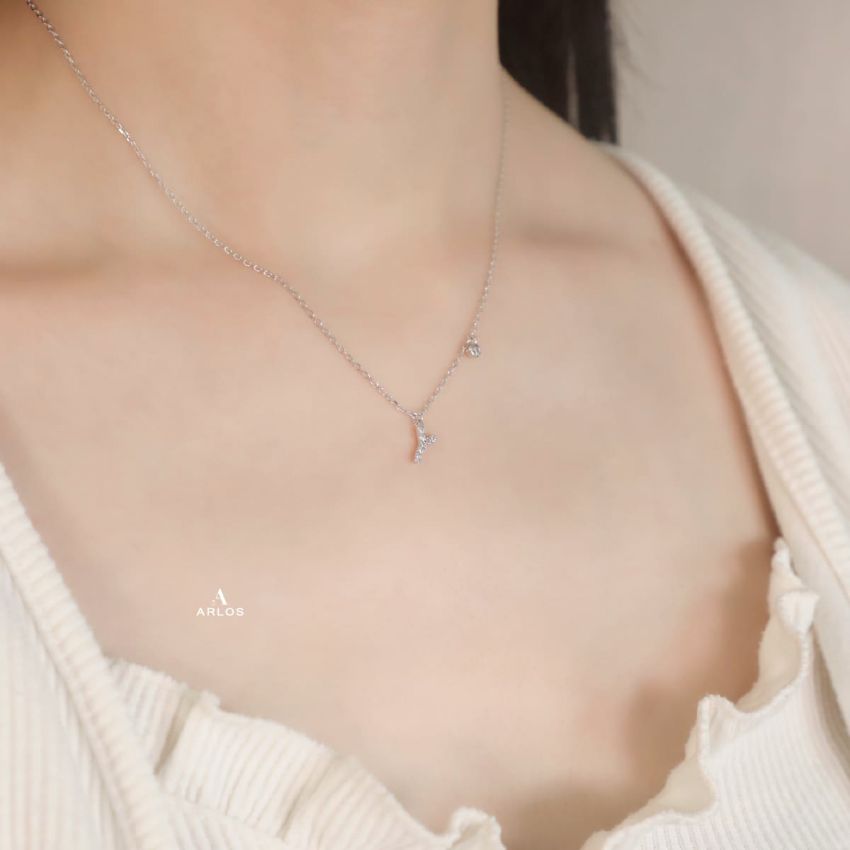 Trésor 字母 [ Y ] 頸鏈 (白金色)