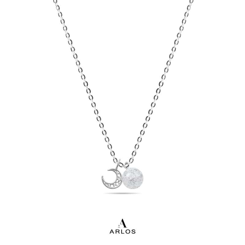 The Moon 白冰花水晶頸鏈