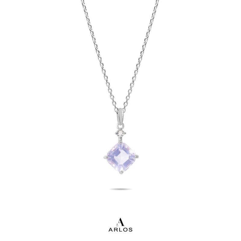 La Joie 個性薰衣草紫水晶頸鏈 (白金色)