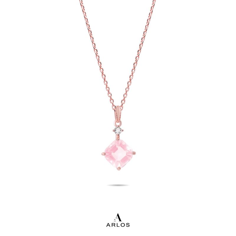 La Joie 個性粉晶頸鏈 (玫瑰金)