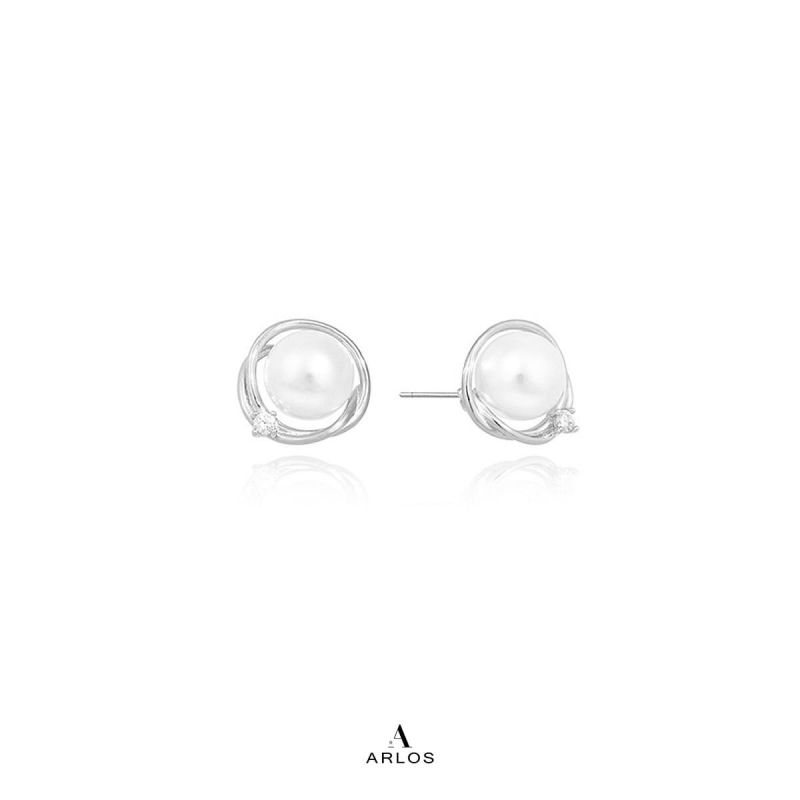Aloha 個性珍珠耳環 (白金色)