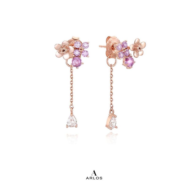 Aloha 優雅紫色小花耳環