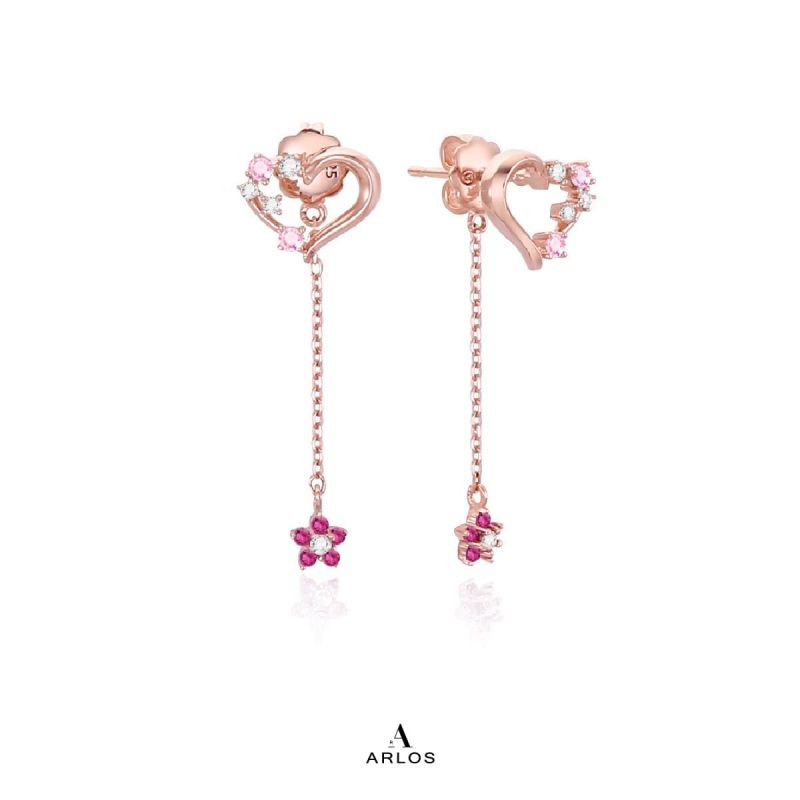 Aloha 花漾愛心耳環 (玫瑰金)