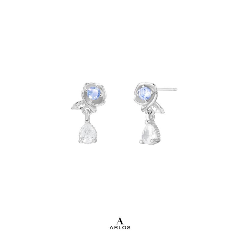 Aloha 永恆玫瑰綻放耳環 (白金色)