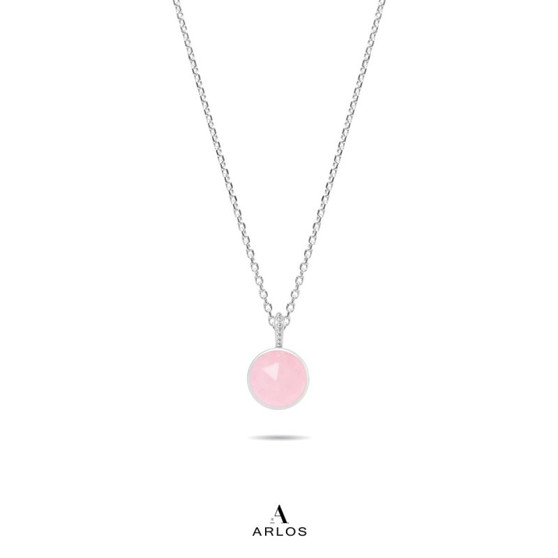 Ariel 粉晶頸鏈（白金色）