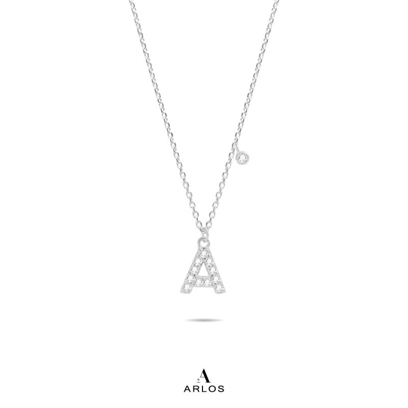 Trésor 字母 [ A ] 頸鏈 (白金色)