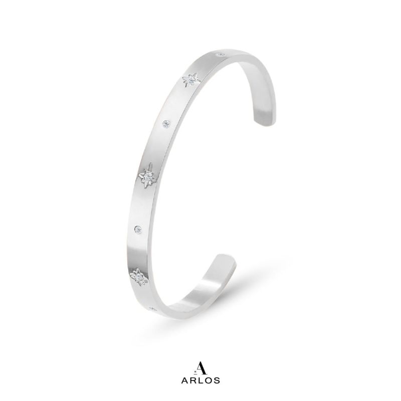 Éternel 閃爍星星開口手鐲 (白金色)