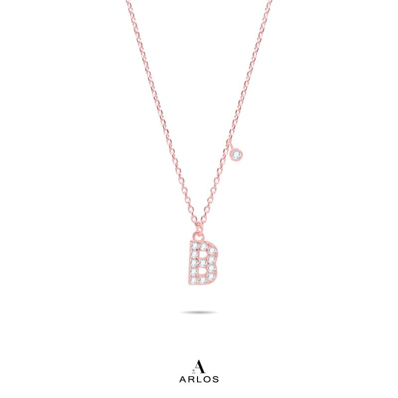 Trésor 字母 [ B ] 頸鏈 (玫瑰金)