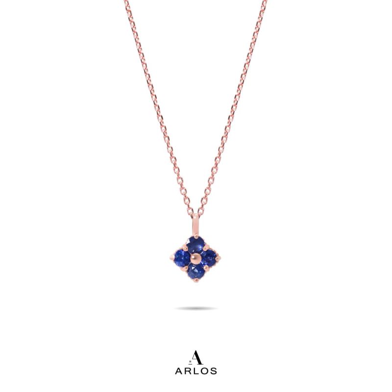 La Joie 藍寶石四葉草頸鏈 (玫瑰金)