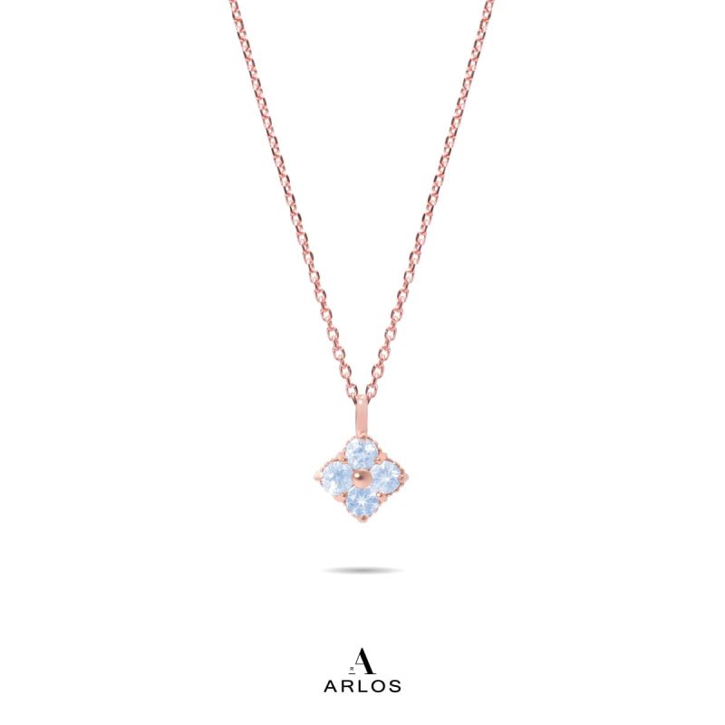 La Joie 海藍寶四葉草頸鏈 (玫瑰金)