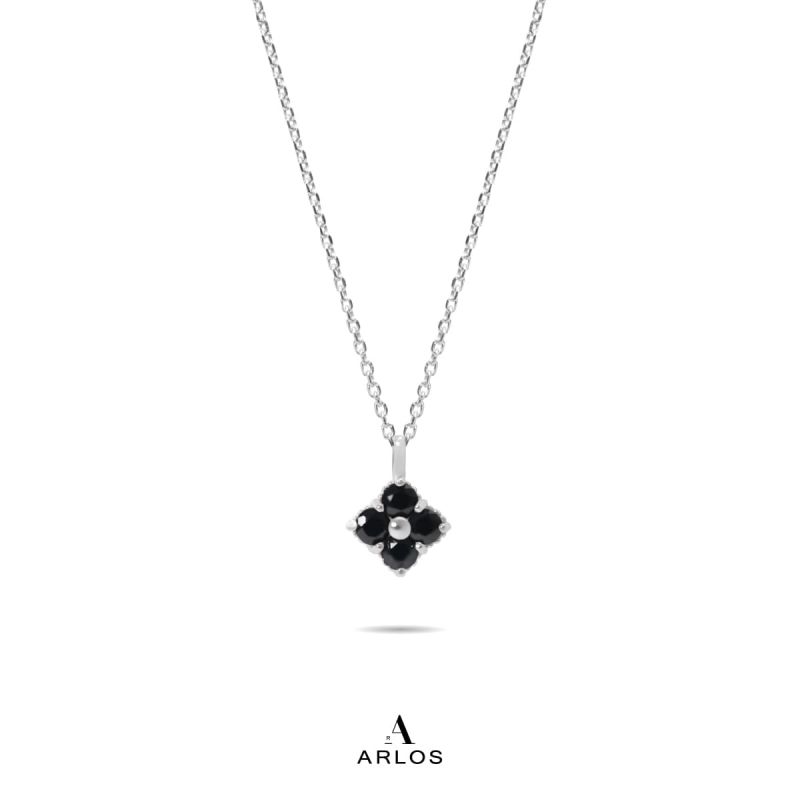 La Joie 尖晶石四葉草頸鏈 (白金色)