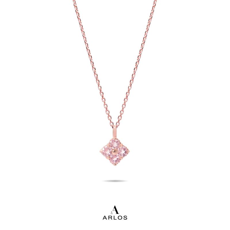 La Joie 粉紅碧璽四葉草頸鏈 (玫瑰金)