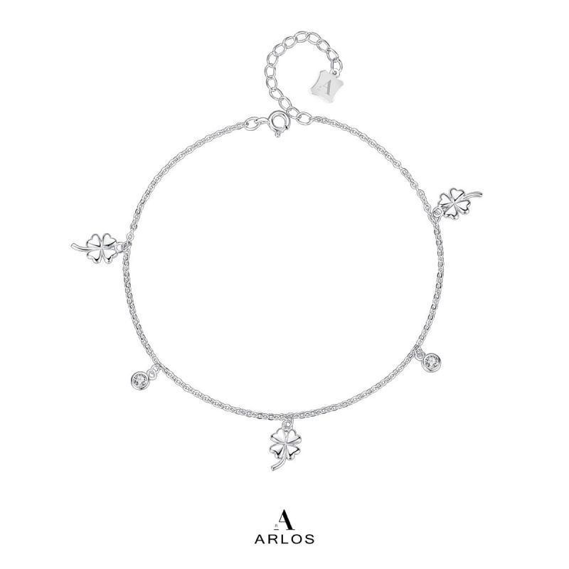 Dora 幸運四葉草腳鏈 (白金色)