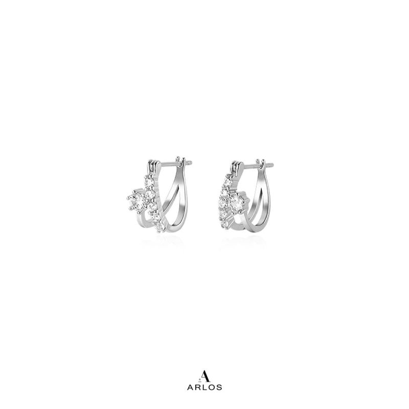 Aloha 閃爍雙層耳環 (白金色)