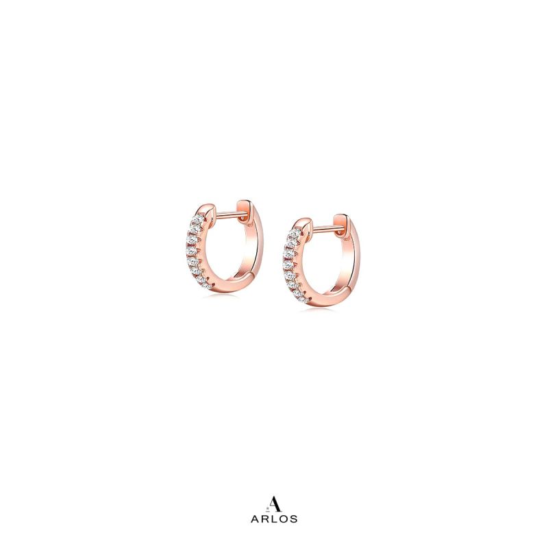 Aloha 閃爍玫瑰金圈耳環