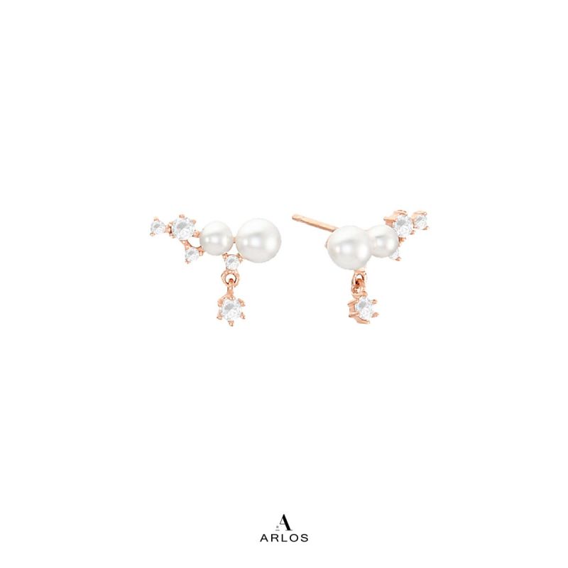 Aloha 閃爍珍珠耳環 (玫瑰金)