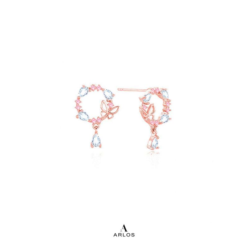 Aloha 蝴蝶花圈水滴耳環