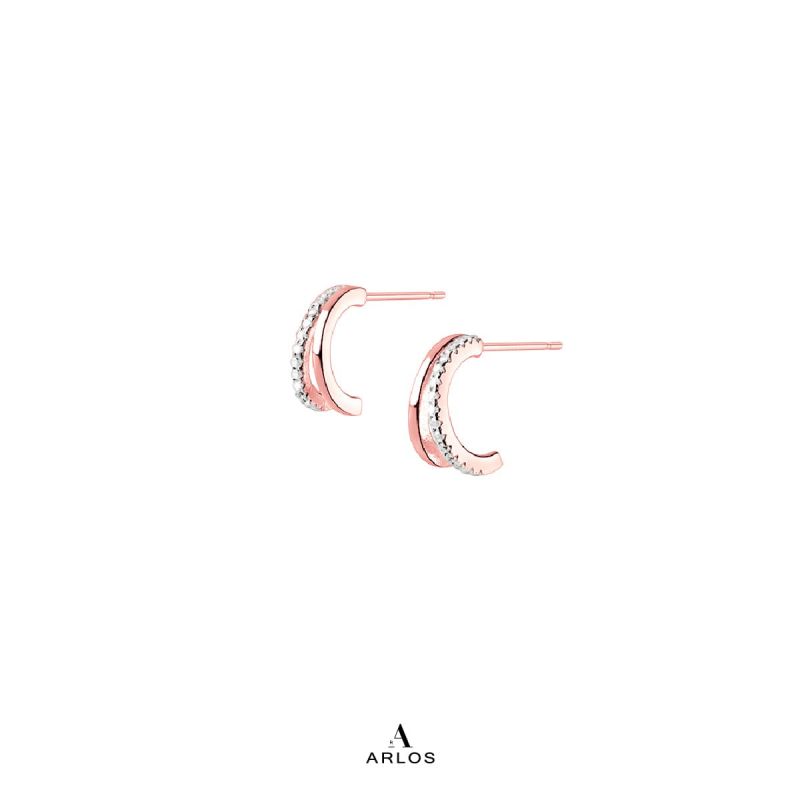 Aloha 雙層弧形耳環 (玫瑰金)