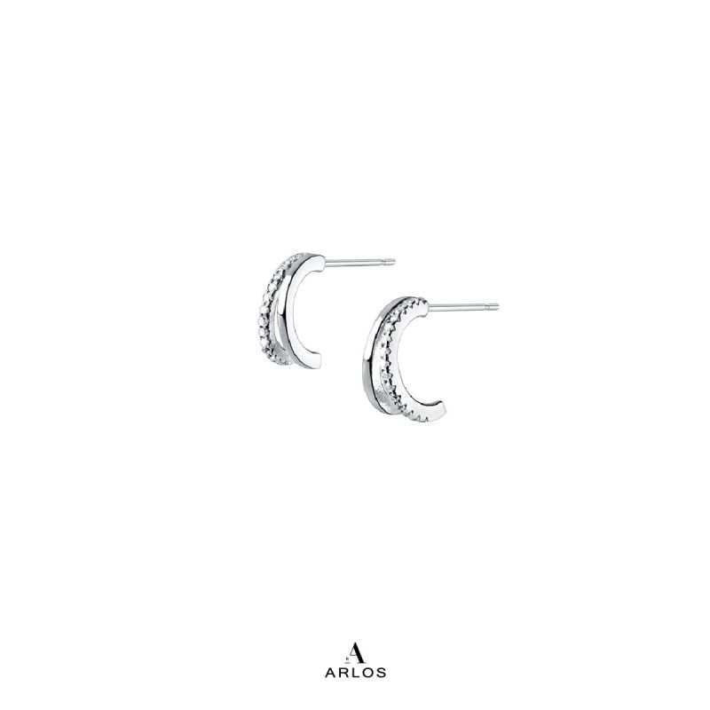 Aloha 雙層弧形耳環 (白金色)