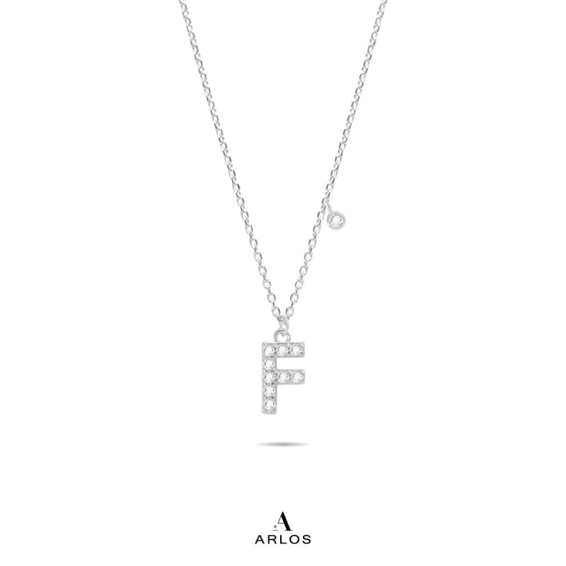 Trésor 字母 [ F ] 頸鏈 (白金色)
