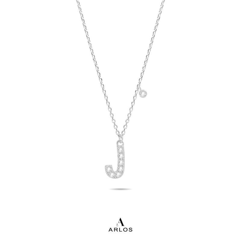 Trésor 字母 [ J ] 頸鏈 (白金色)