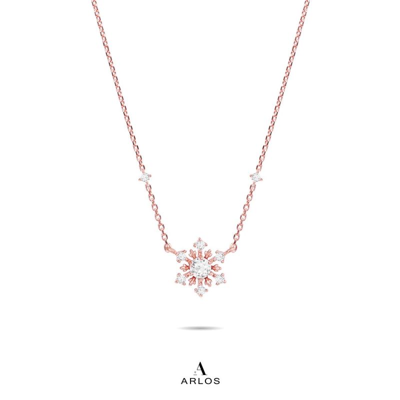 L'amour 閃爍雪花頸鏈 (玫瑰金)