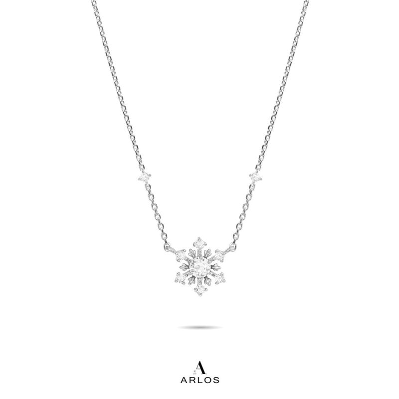 L'amour 閃爍雪花頸鏈 (白金色)