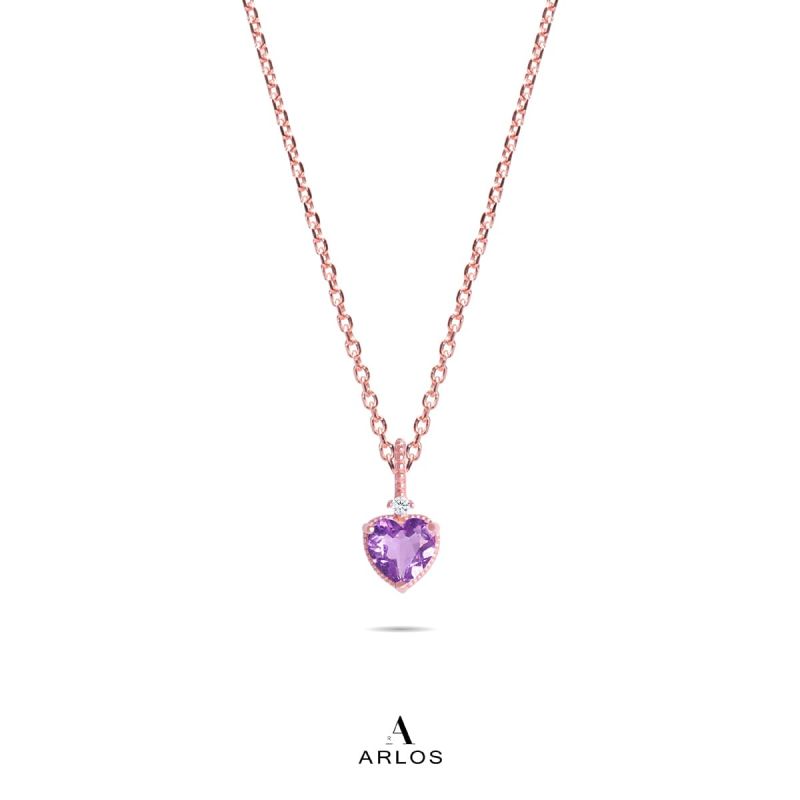 La Joie 紫水晶心型頸鏈 (玫瑰金)