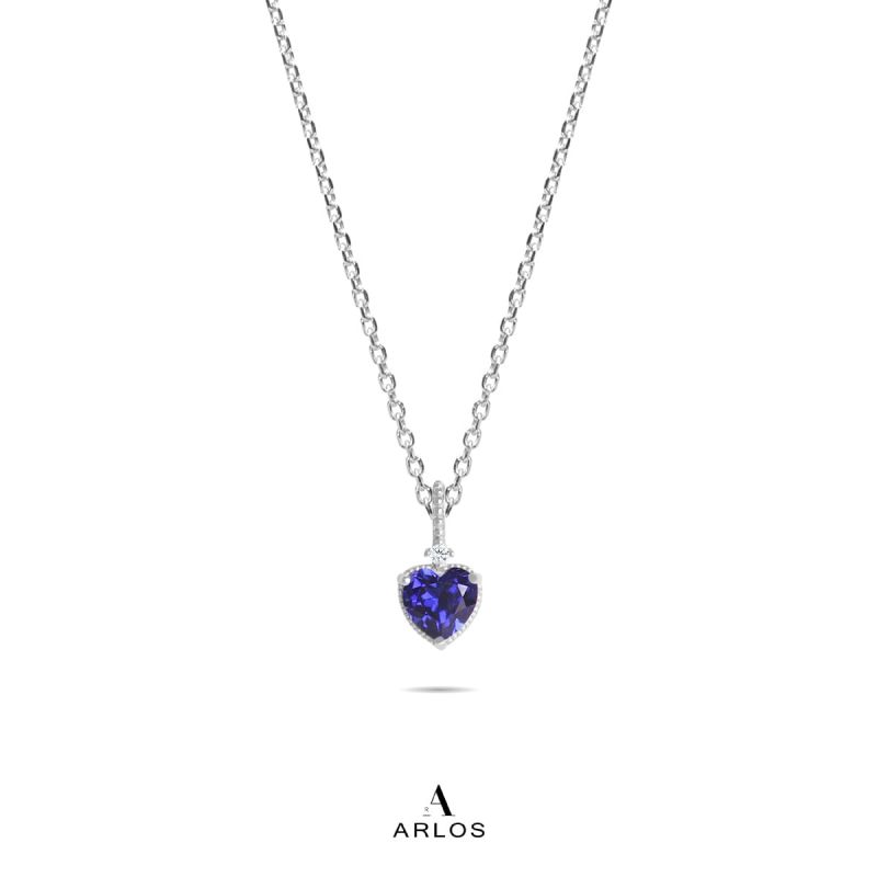 La Joie 坦桑石心型頸鏈 (白金色)