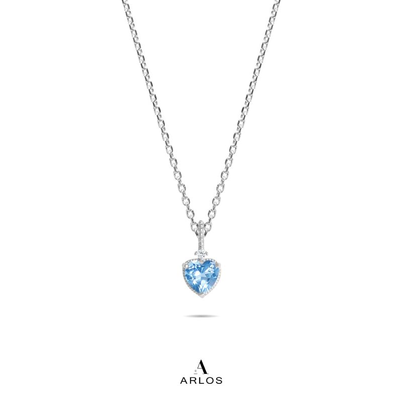 La Joie 托帕石心型頸鏈 (白金色)