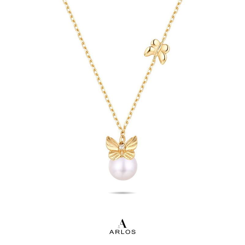 La Joie 優雅蝴蝶珍珠頸鏈