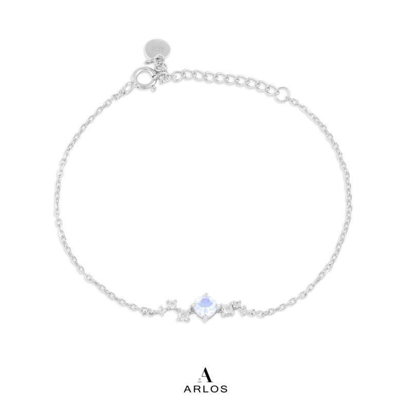 L'amour 繁星藍月亮石手鏈 (白金色)