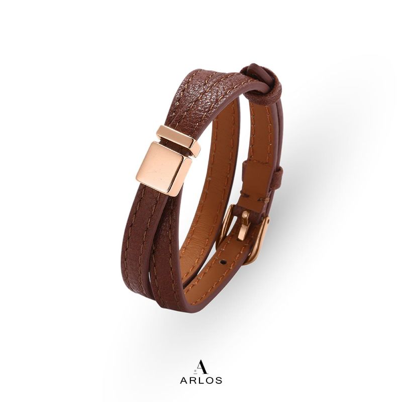 Noe 深啡編織皮繩 (玫瑰金扣)