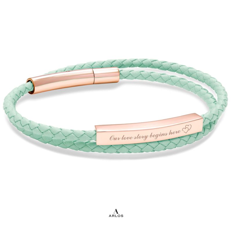 Le Tien 雙層皮革手環 (淺綠色)