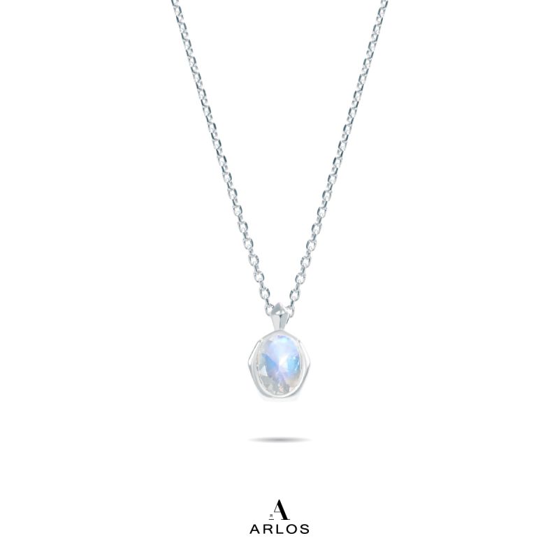 La Joie 藍月亮石閃耀頸鏈 (白金色)