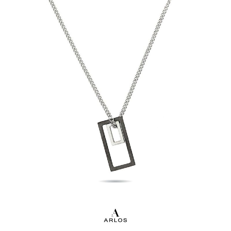 Noe 雙層幾何長方頸鏈 (鋼琴黑)