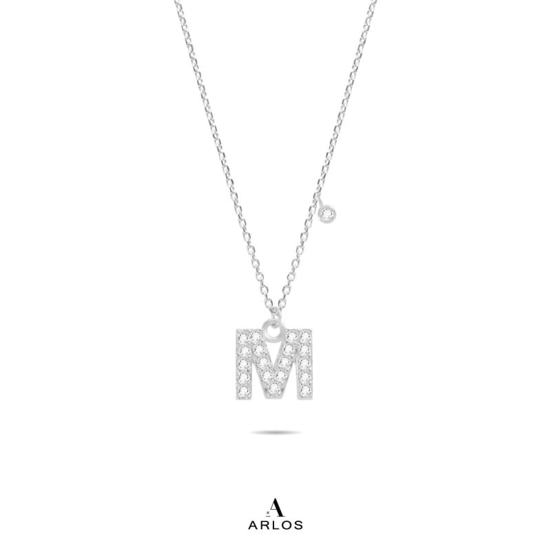 Trésor 字母 [ M ] 頸鏈 (白金色)