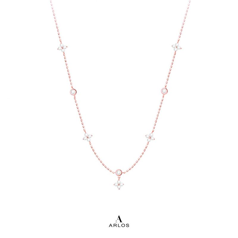 L'amour 閃爍四葉草頸鏈 (玫瑰金)