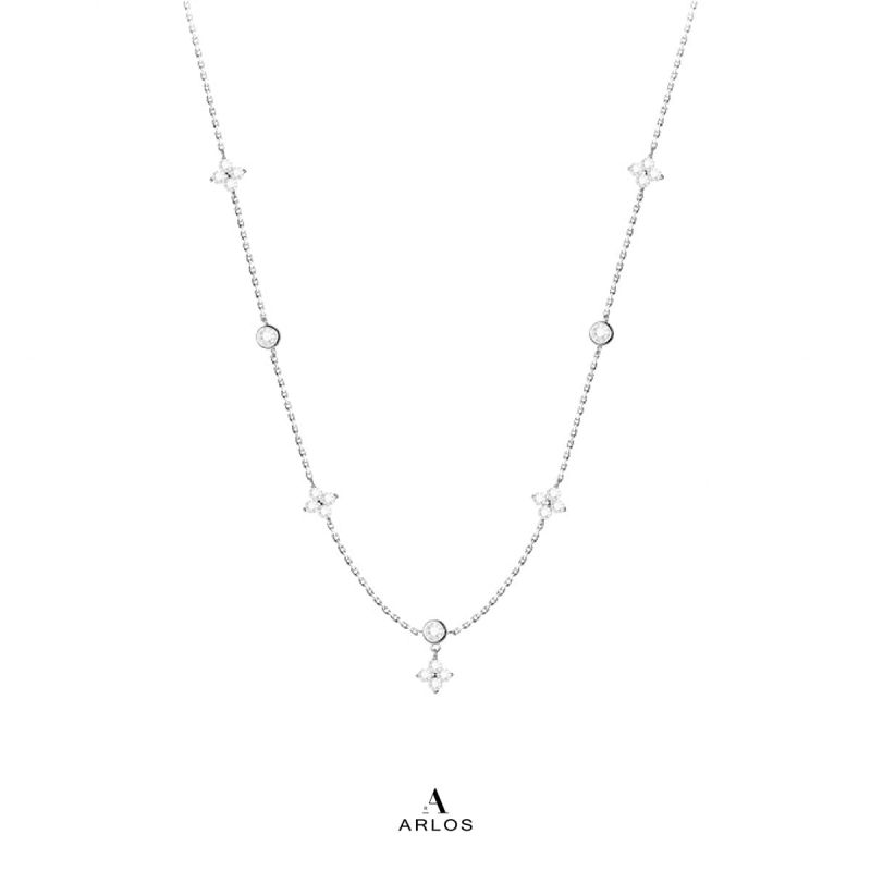 L'amour 閃爍四葉草頸鏈 (白金色)