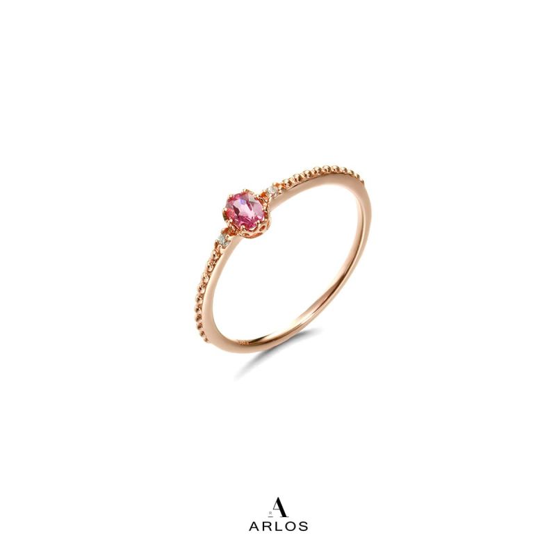 粉紅碧璽寶石9K玫瑰金戒指