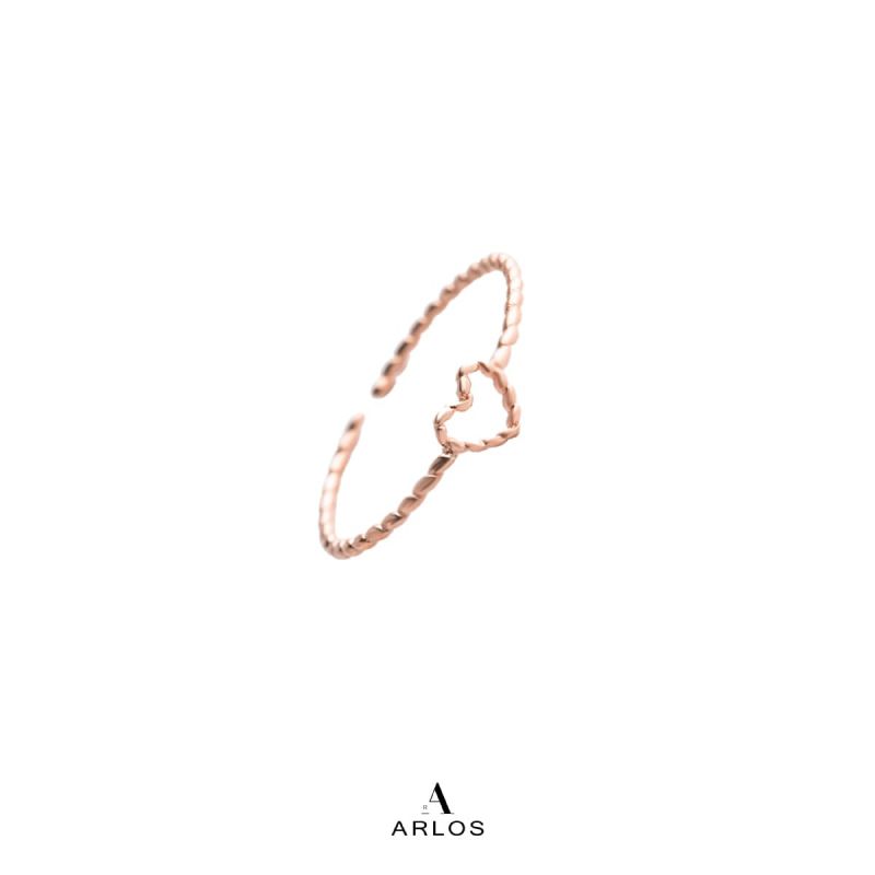 優雅愛心開口戒指 (玫瑰金)