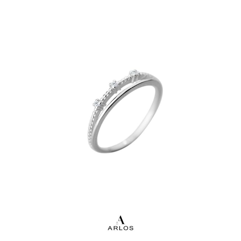 雙層經典開口戒指 (白金色)