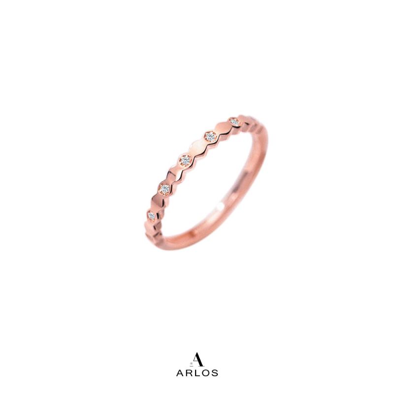 六邊形閃爍開口戒指 (玫瑰金)